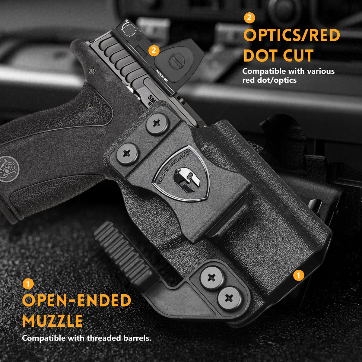 WARRIORLAND IWB Kydex Holster Compatible with S&W Bodyguard 2.0 – Concealed Carry Holster with Optic Cut, Claw, Adjustable Cant, Audible Lock, Inside Waistband Carry, Right Hand Draw.