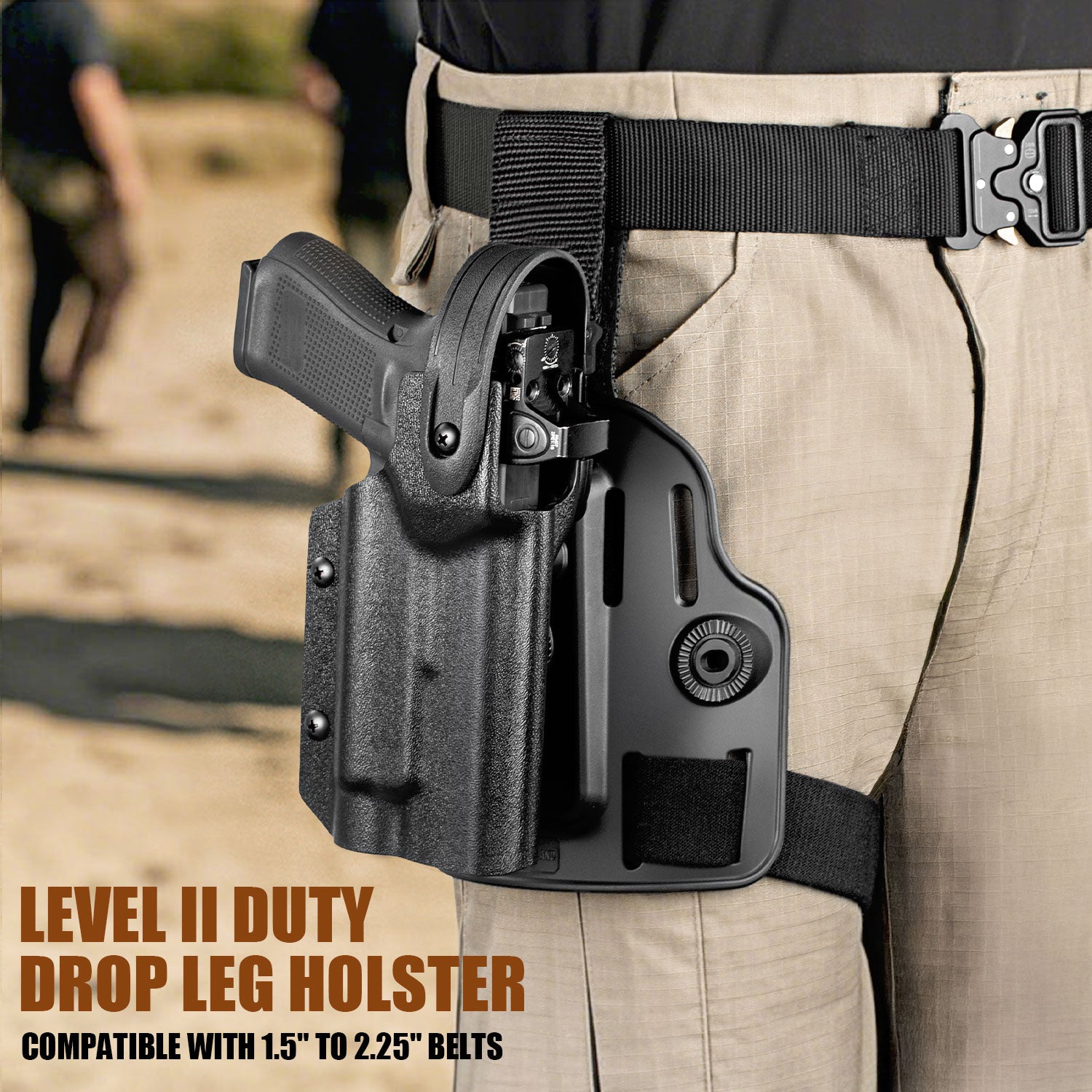 WARRIORLAND Drop Leg Platform for Glock 17/19 (Gen3-5), Glock 22/23/31/32 (Gen3-4), Glock 19X/44/45 w/TLR-1- Level 2 Holster + Mag Holes - Adjustable (No Mag Pouches) Red dot compatible
