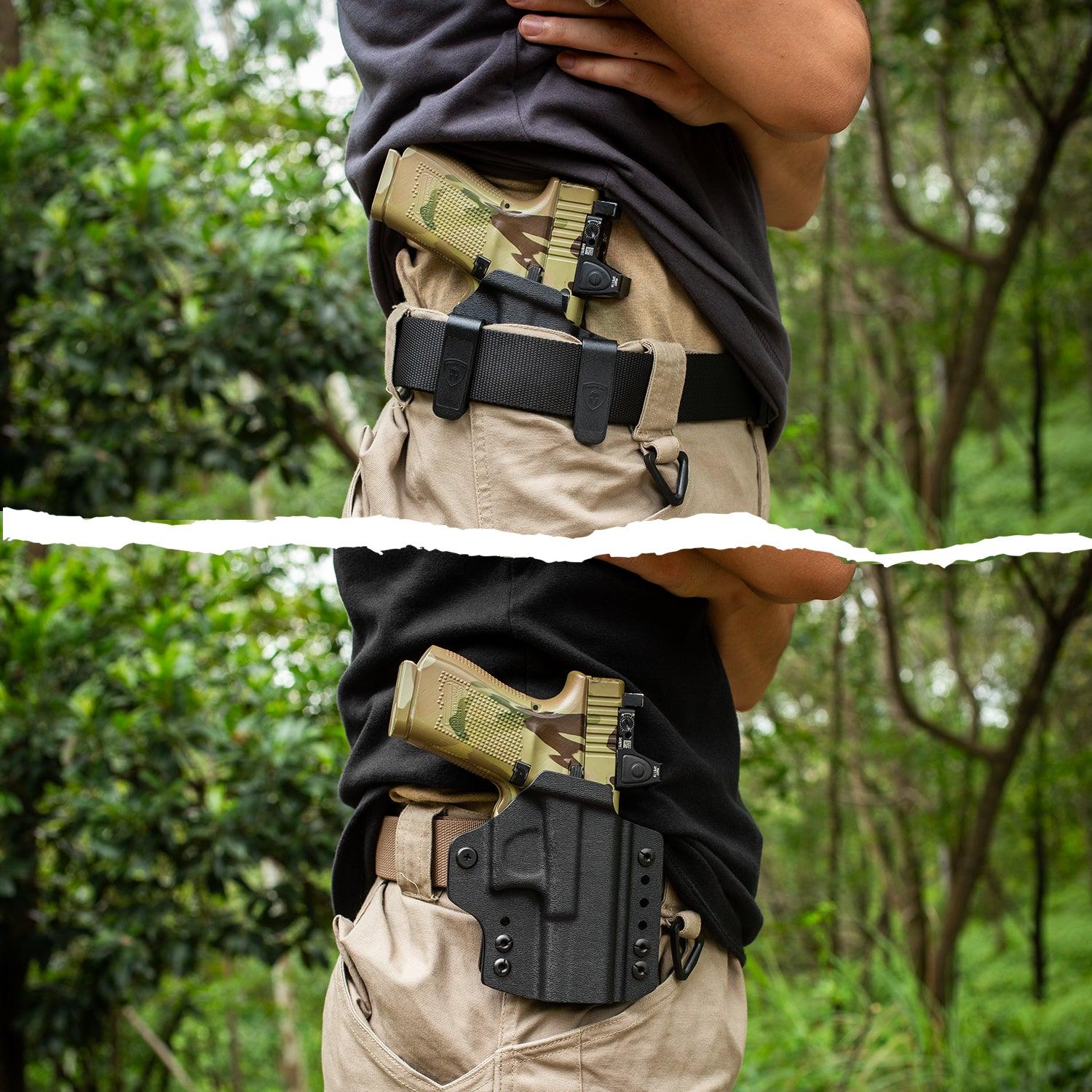 Glock 17 Gen 3-5 & Glock 22/31 Gen 3-4 IWB & OWB Convertible Holster Holsters, Optic Ready, Adj Ride Height,Right Hand | Warriorland WARRIORLAND