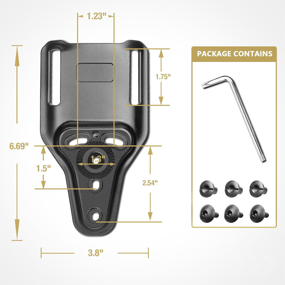 WARRIORLAND Universal Mid-Ride Belt Loop Adapter (CUBL) – 1.75” security Belt Fit, Adjustable 3-Hole Holster & 360° Gearwheel Compatibility.