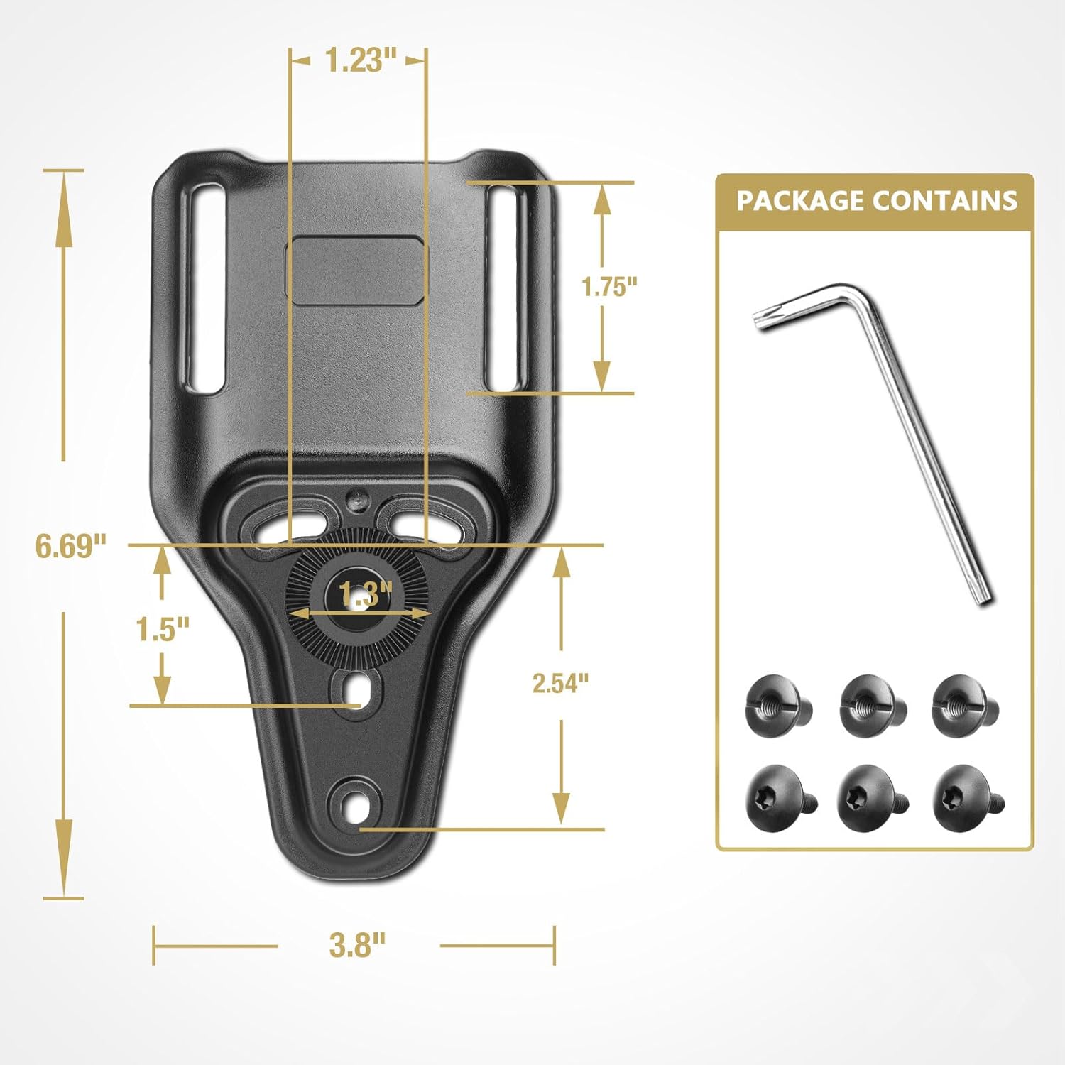 WARRIORLAND Universal Mid-Ride Belt Loop Adapter (CUBL) – 1.75” Duty Belt Fit, Adjustable 3-Hole Holster & 360° Gearwheel Compatibility