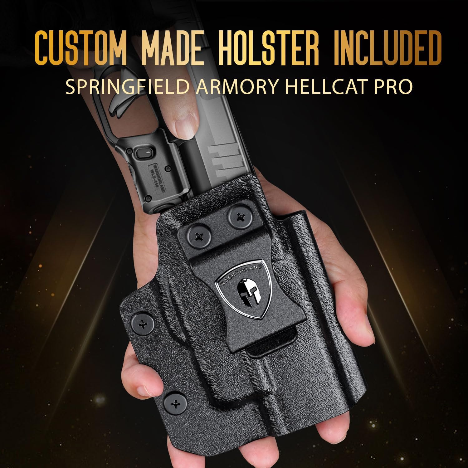WARRIORLAND Kydex Holster for Gun with Red Laser Light Combo Fit for Hellcat Pro Pistol, WLS-110 Laser Beam Sight with Power Indicator & Concealed Carry IWB Right-Hand Holster.