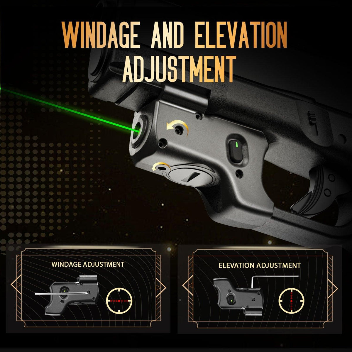 Green Laser Sight WLS-104G and Kydex Holster Combo Tailored Fit Glock 17/19/19X/23/31/32/44/45, Ultra Compact G19 Beam Sight, Gun Sight with Ambidextrous On/Off Switch & Power Indicator|WARRIORLAND WARRIORLAND