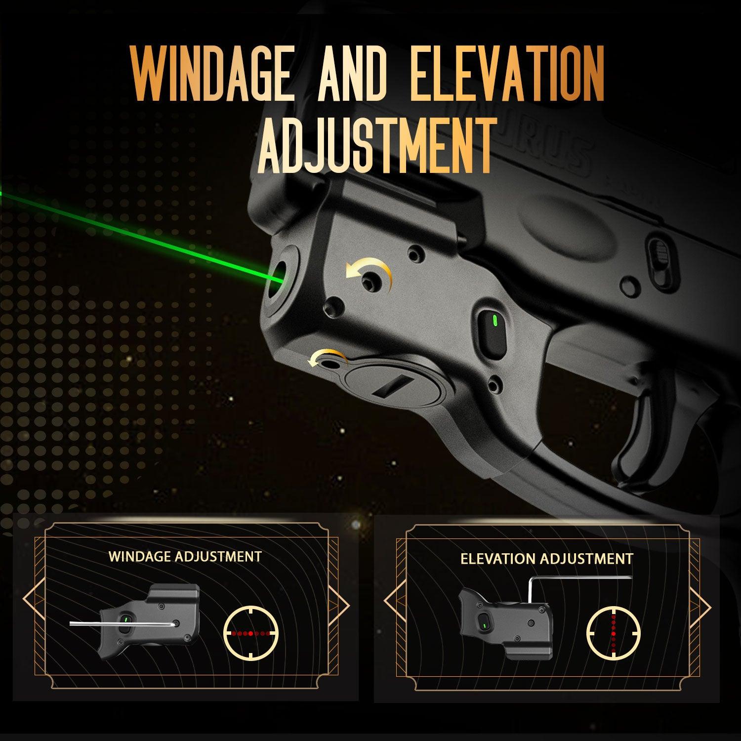 WARRIORLAND Green Laser Sight With Holster Combo Tailored Fit Taurus G2C / Taurus G3C / Millennium G2 PT111 & PT140, Ultra Compact G2C Beam Sight, Gun Sight with Ambidextrous On/Off Switch & Power Indicator, WLS-101G-H WARRIORLAND