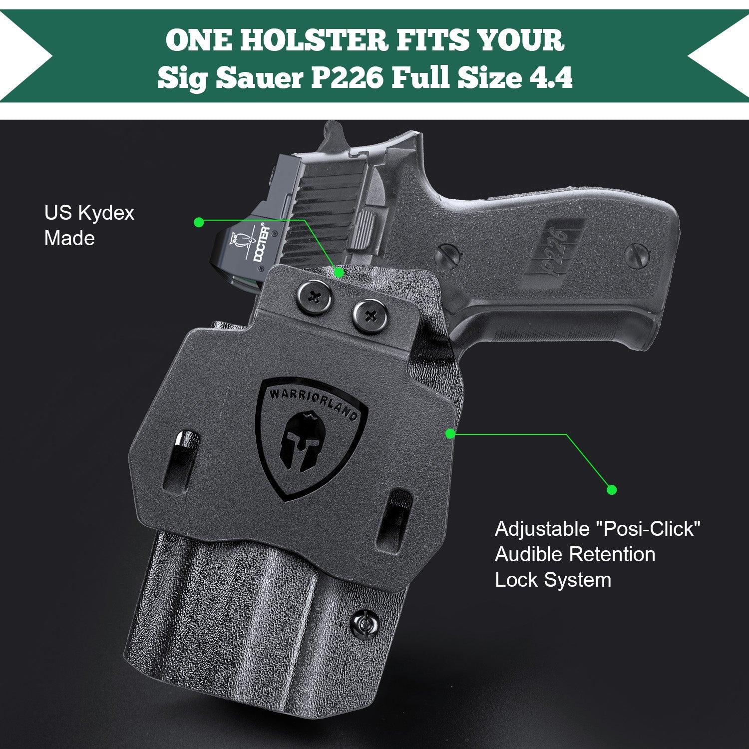 Sig P226 Holster OWB Kydex Holster Optics Cut: Sig Sauer P226 LEGION'' Pistol, Outside Waistband Open Carry P226 Holster with 1.75 Inch Paddle, Adj. Retention, Right Hand|WARRIORLAND WARRIORLAND