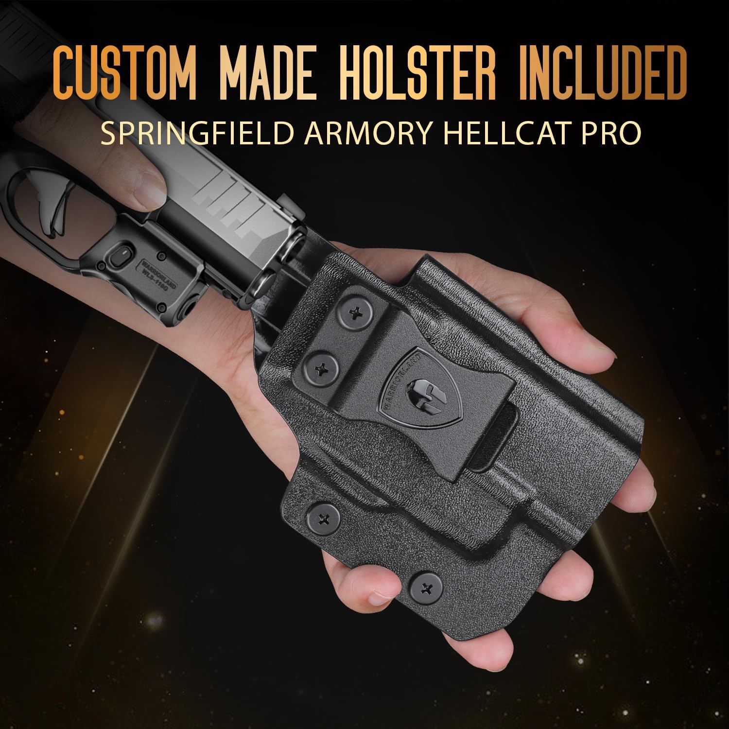 WARRIORLAND Kydex Holster for Gun with Green Laser Light Combo Fit for Hellcat Pro Pistol, WLS-110G Laser Beam Sight with Power Indicator & Concealed Carry IWB Right-Hand Holster.