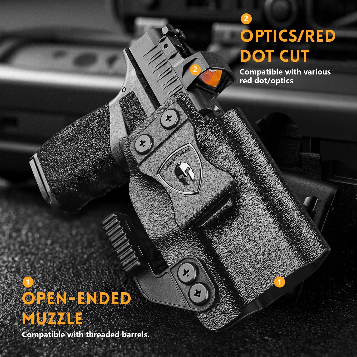 WARRIORLAND IWB Kydex Holster Compatible with Springfield Hellcat Pro, Not Fit Hellcat, Inside Waistband Appendix Conceal Carry, with Claw & Adj. Retention & Cant, Right Hand.