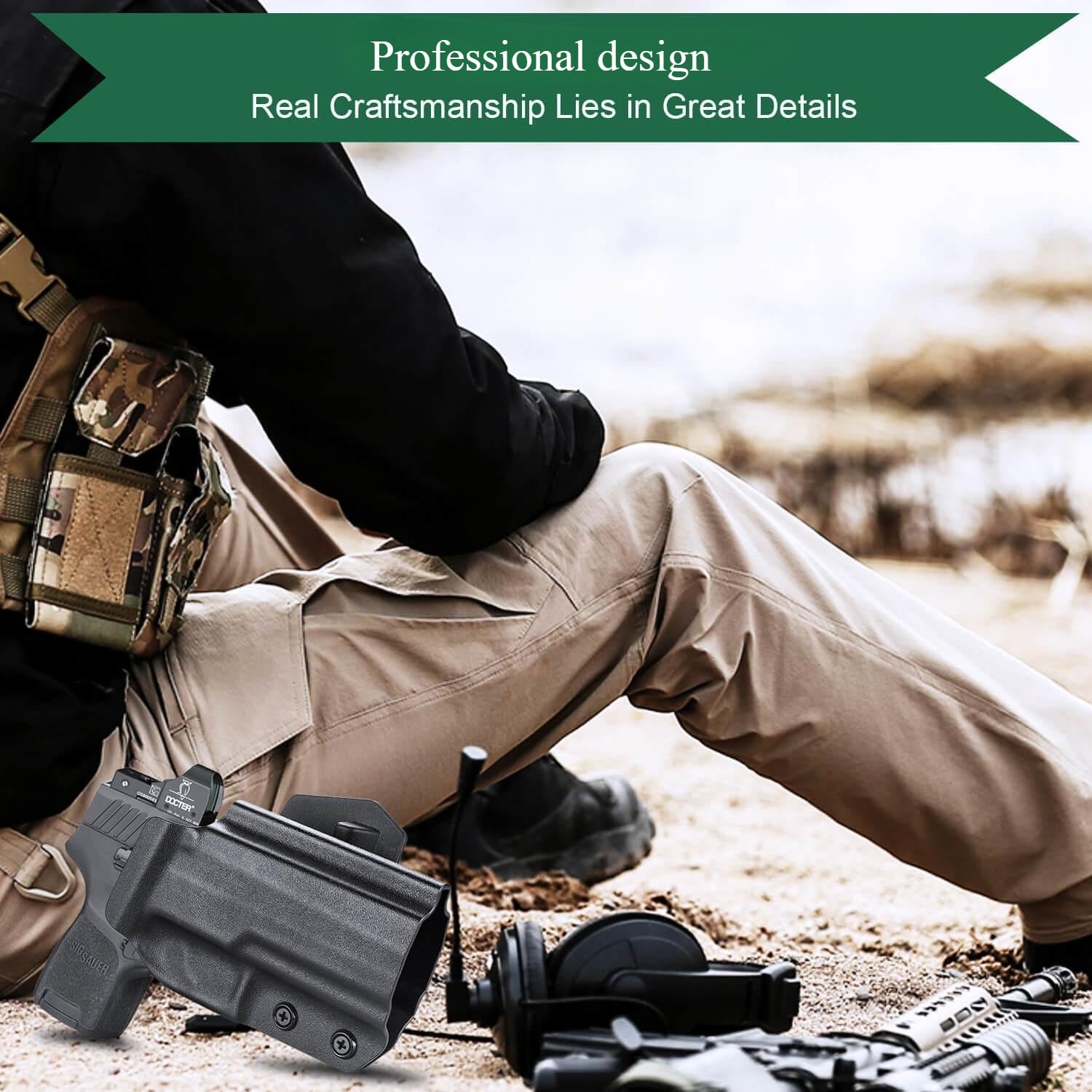 Sig Sauer P320 Full Size Compact P320X Carry Pistol OWB KYDEX Paddle Holster Appendix Open Carry Red Dot Optics Cut Fully Trigger Guard | WARRIORLAND WARRIORLAND