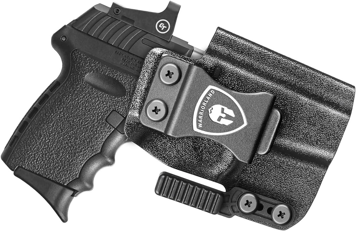 IWB Kydex Holster with Claw Attachment and Optic Cut Fit SCCY CPX-1 & CPX-2 GEN 1-2 Pistol - Not Fit GEN 3, Inside Waistband Appendix Carry SCCY Holster, Adj. Cant & Retention, Right Hand|WARRIORLAND WARRIORLAND