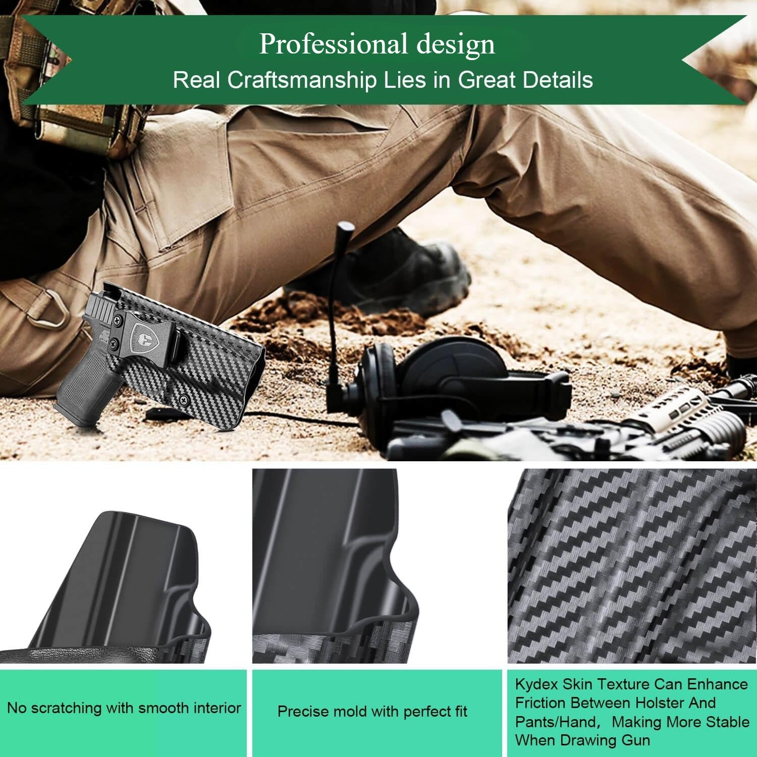 Carbon Fiber Kydex IWB Holster for Glock 48 | WARRIORLAND WARRIORLAND