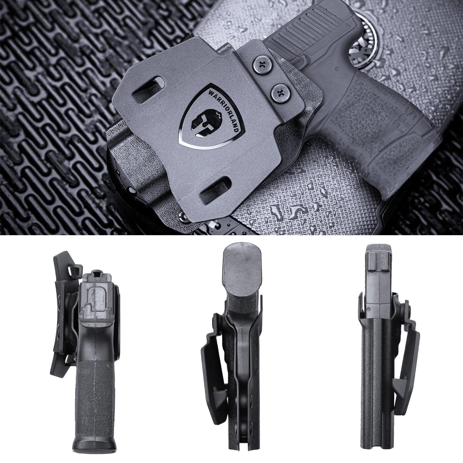 Walther PPS M2 OWB Holster Kydex Made Optics Cut: Walther PPS M2 Pistol, Outside Waistband Open Carry PPS M2 Holster with 1.75 Inch Paddle, Adj. Retention & Cant, Right Hand|WARRIORLAND WARRIORLAND