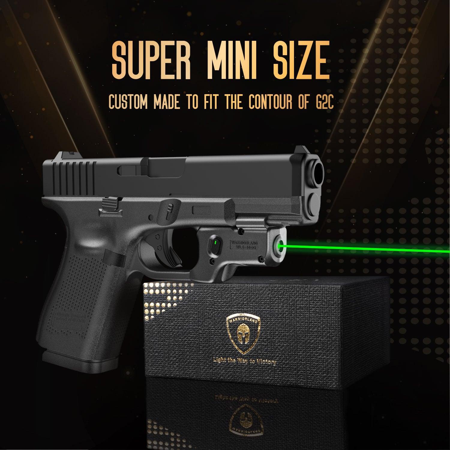 Green Laser Sight Tailored Fit Glock 17/19/19X/23/31/32/44/45, Ultra Compact G19 Beam Sight, Gun Sight with Ambidextrous On/Off Switch & Power Indicator|WARRIORLAND WARRIORLAND