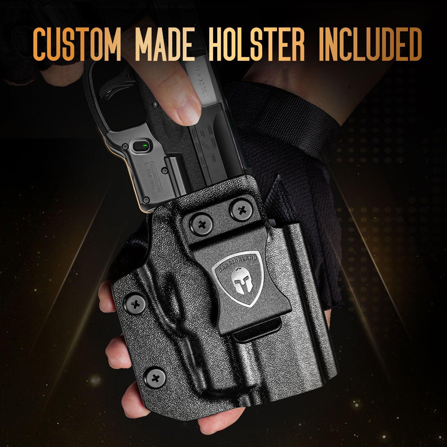 WARRIORLAND Green Laser Sight With Holster Combo Tailored Fit Taurus G2C / Taurus G3C / Millennium G2 PT111 & PT140, Ultra Compact G2C Beam Sight, Gun Sight with Ambidextrous On/Off Switch & Power Indicator, WLS-101G-H WARRIORLAND