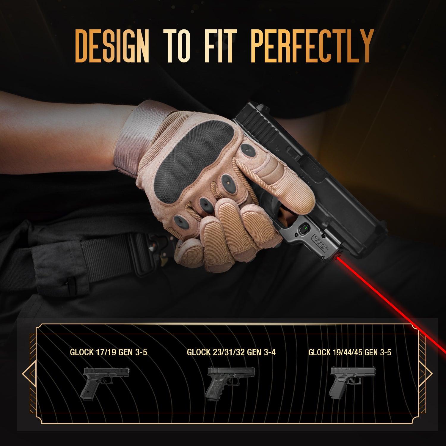 Red Laser Sight Compatible with Glock 17/19 Gen 3-5, G23/31/32 Gen 3-4 & G19X/44/45, Ultra Compact G19 Beam Sight, Gun Sight with Ambidextrous On/Off Switch & Power Indicator, WLS-104|WARRIORLAND WARRIORLAND