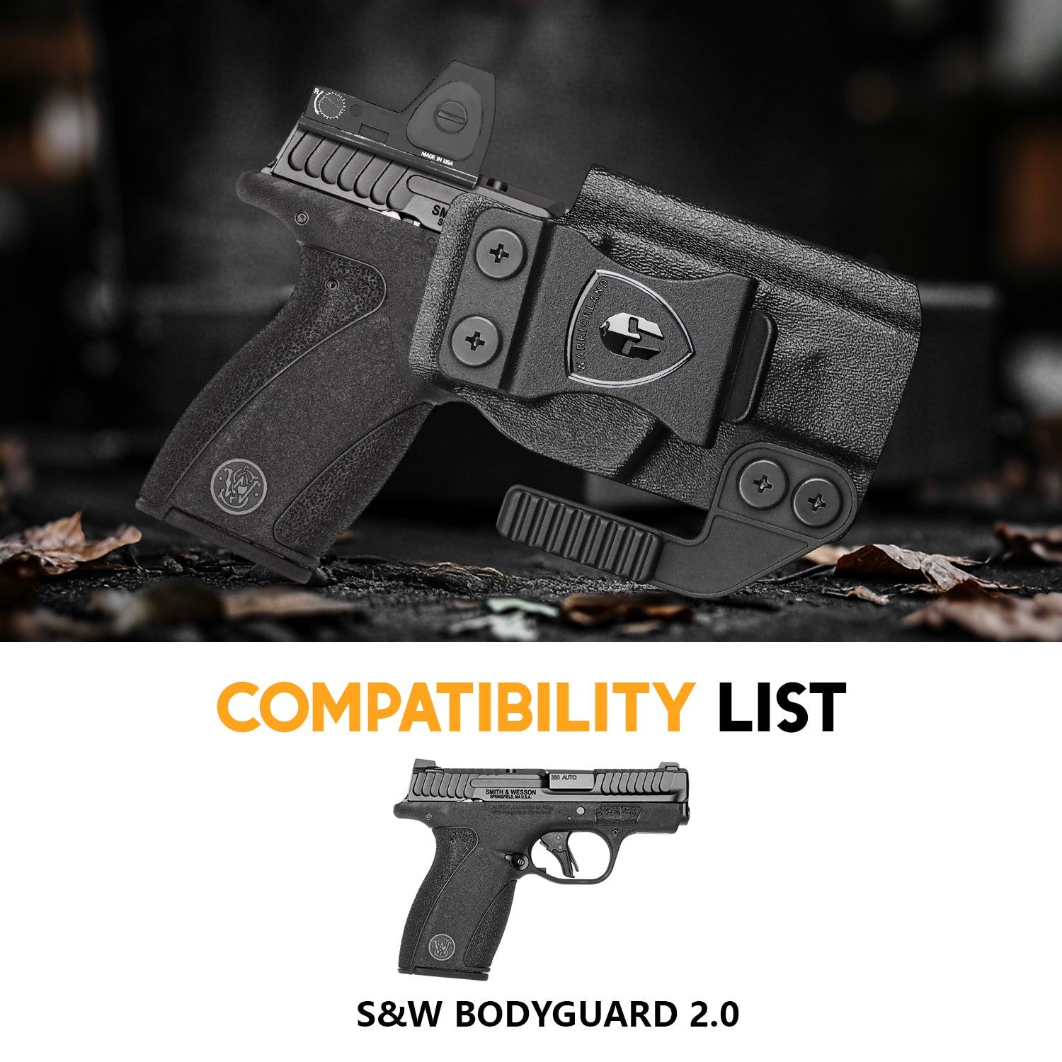 WARRIORLAND IWB Kydex Holster Compatible with S&W Bodyguard 2.0 โ Concealed Carry Holster with Optic Cut, Claw, Adjustable Cant, Audible Lock, Inside Waistband Carry, Right Hand Draw
