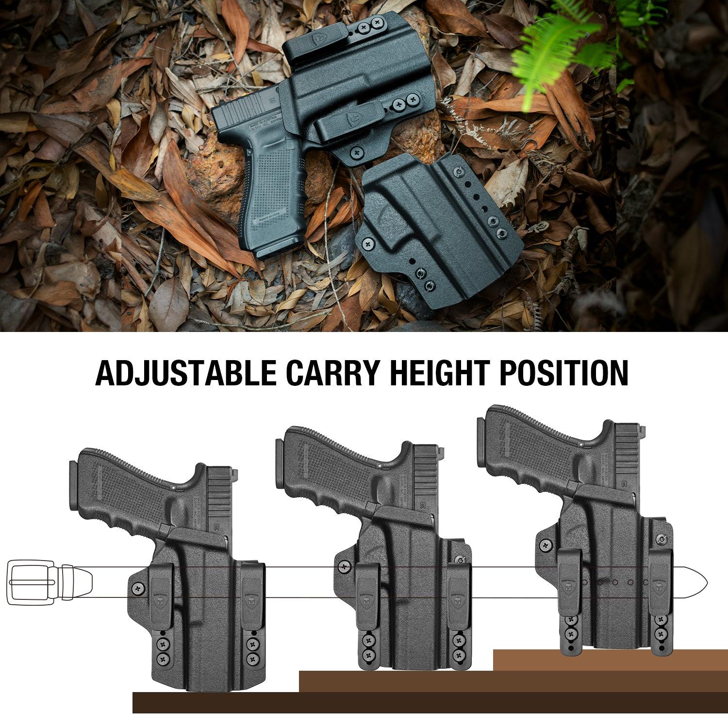 Glock 17 Gen 3-5 & Glock 22/31 Gen 3-4 IWB & OWB Convertible Holster Holsters, Optic Ready, Adj Ride Height,Right Hand | Warriorland WARRIORLAND