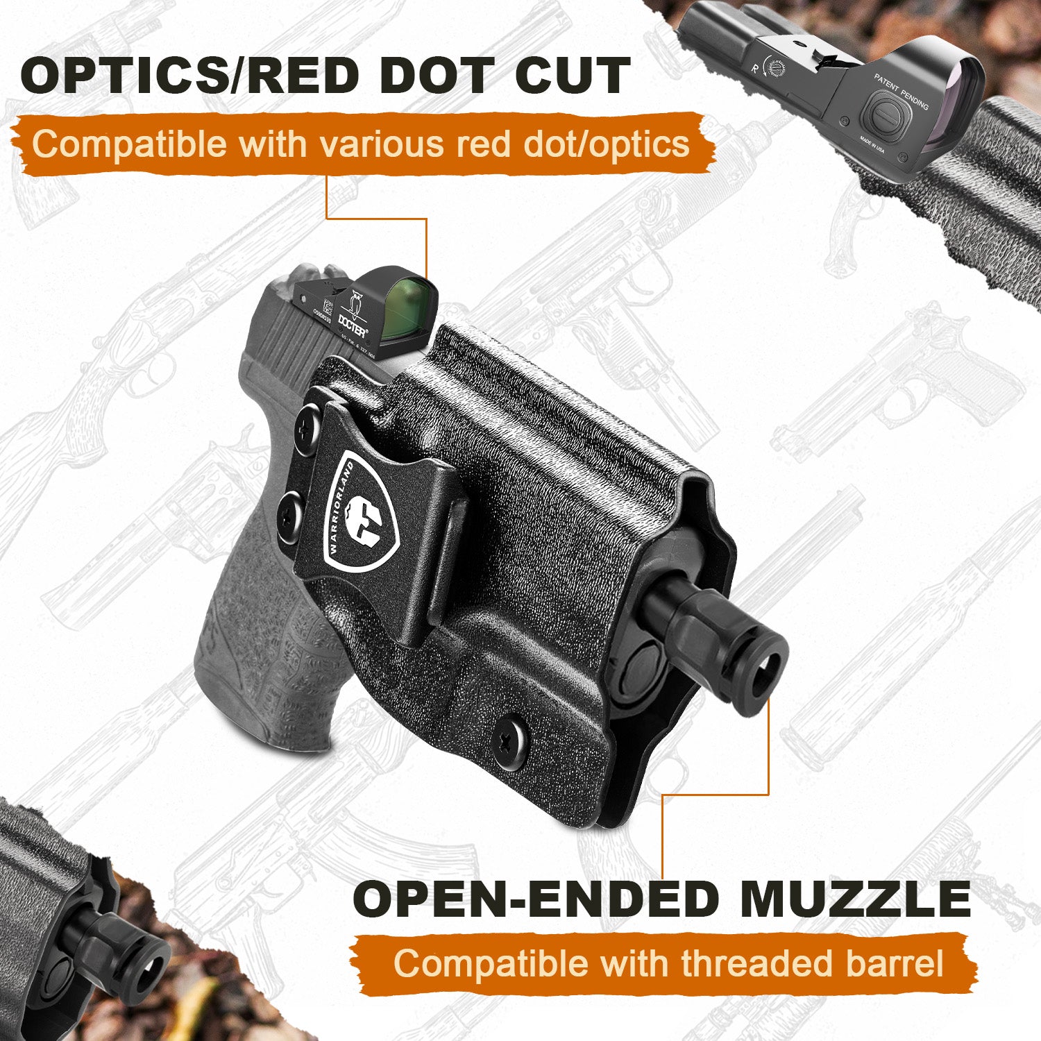 Walther PPS M2 Holster IWB Kydex Holster Optics Cut Fit Walther PPS M2 Pistol, Inside Waistband Appendix Carry PPS M2 Holster, Adj. Retention & Cant, Right Hand|WARRIORLAND WARRIORLAND