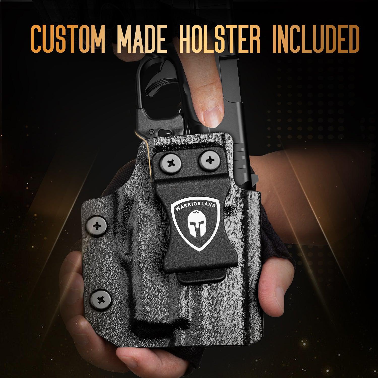 WARRIORLAND Green Laser Sight Fit Springfield Hellcat with Kydex Holster, First Green Beam Sight with Power Indicator, Hellcat Laser with IWB Holster Right Hand, WLS-118G w/Hellcat Holster WARRIORLAND