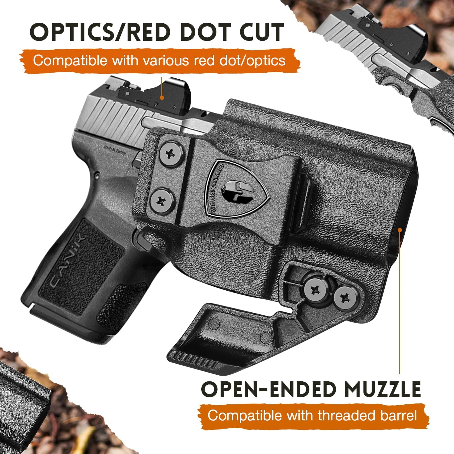 WARRIORLAND IWB Kydex Holster, Designed Exclusively and Solely for Canik Mete MC9 / Mete MC9L Pistol, w/Claw & Optics Cut, Inside Waistband Concealed Carry Holster, Adj. Retention & Cant, Right Hand.