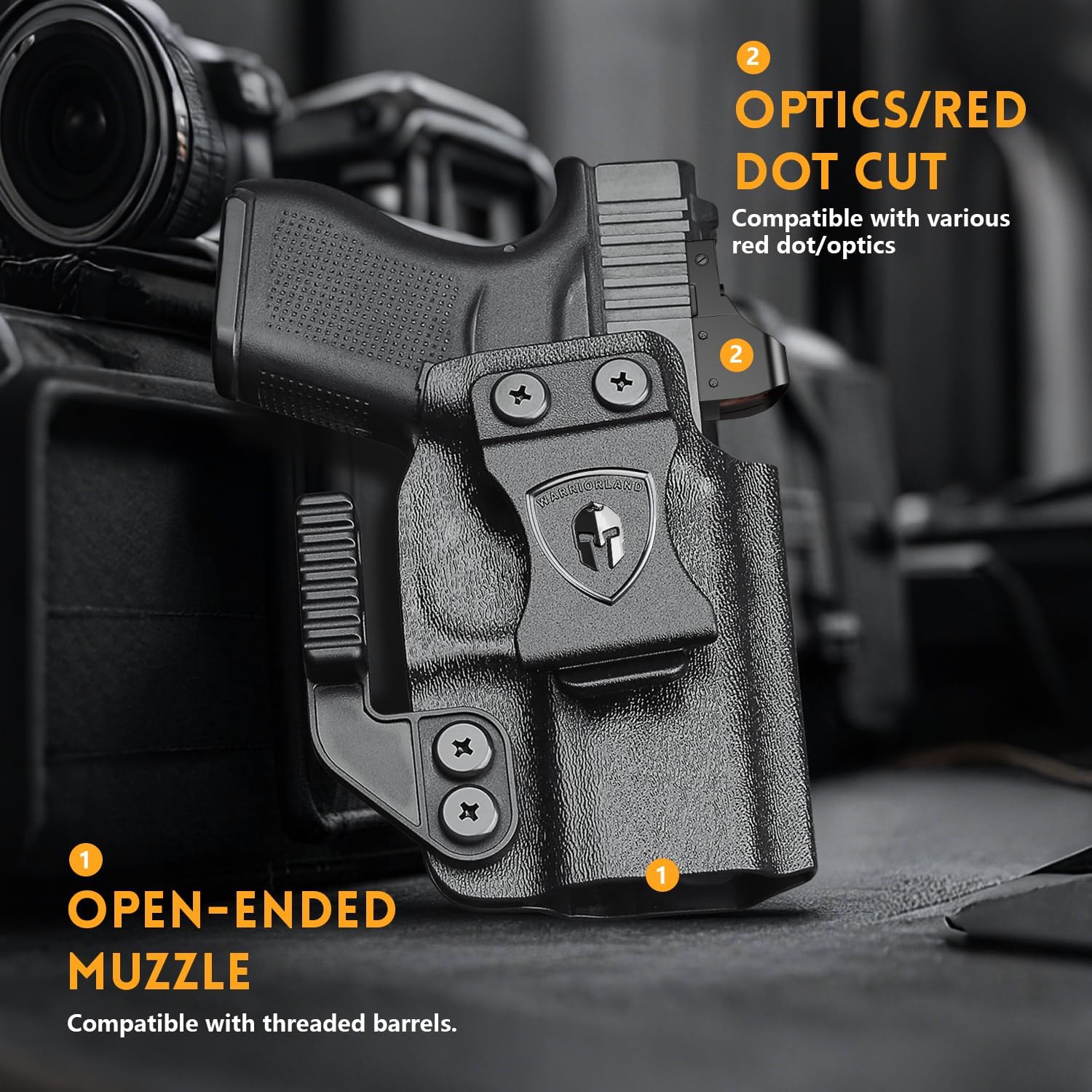 WARRIORLAND Kydex Holster, Fits Glock 43 / 43X / 43X MOS, IWB Carry, Adj. Retention, with Claw & Right-Hand.