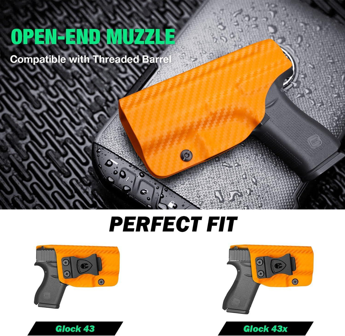 Glock 43/43X/MOS IWB Colorful Carbon Fiber Kydex Holsters| Right Hand | Warriorland WARRIORLAND