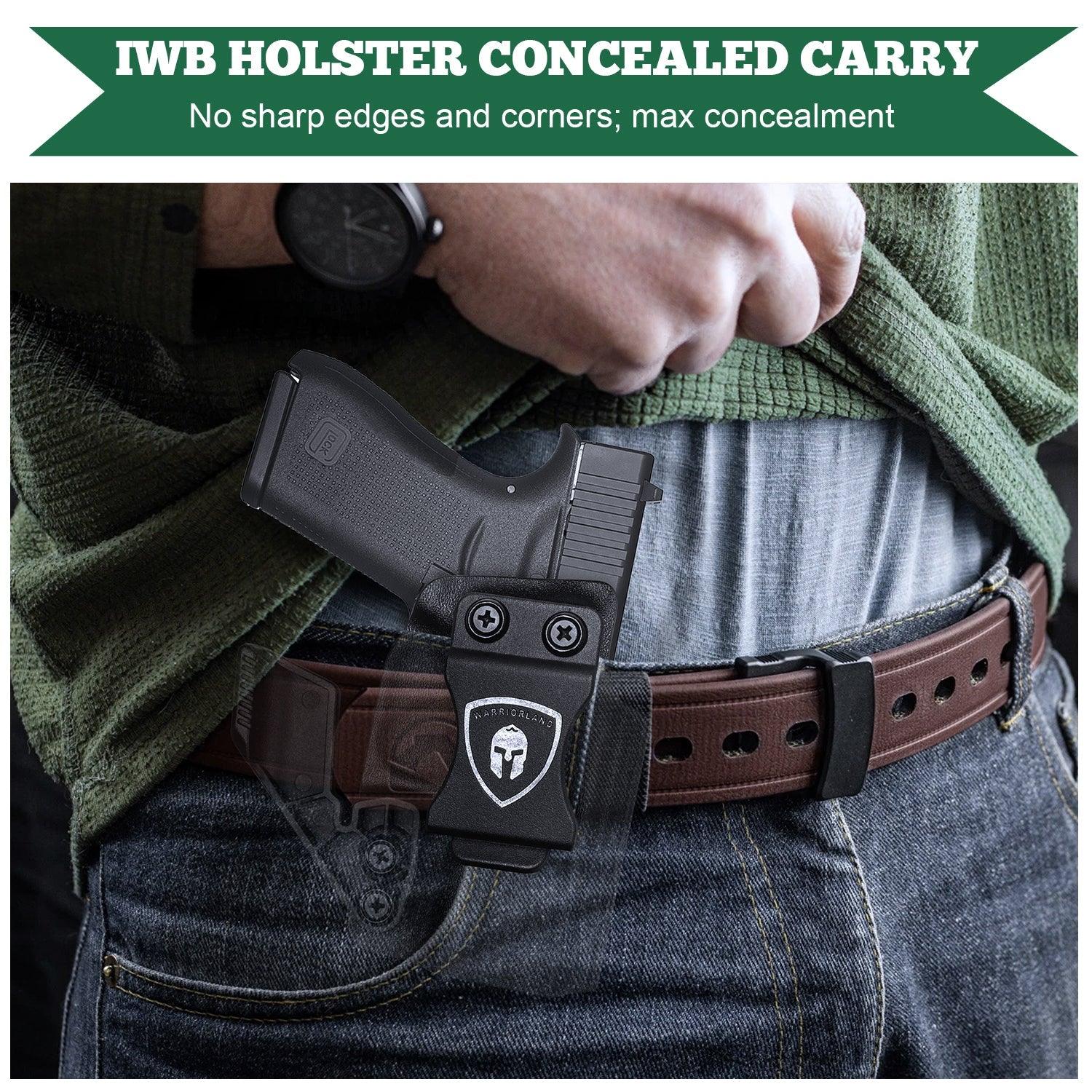 Glock 43X MOS IWB Kydex Holster with Claw, Also Fit 43/43x Red Dot Optics Ready Holster, Appendix Concealment Carry for Fat Guys, Right Hand | WARRIORLAND WARRIORLAND