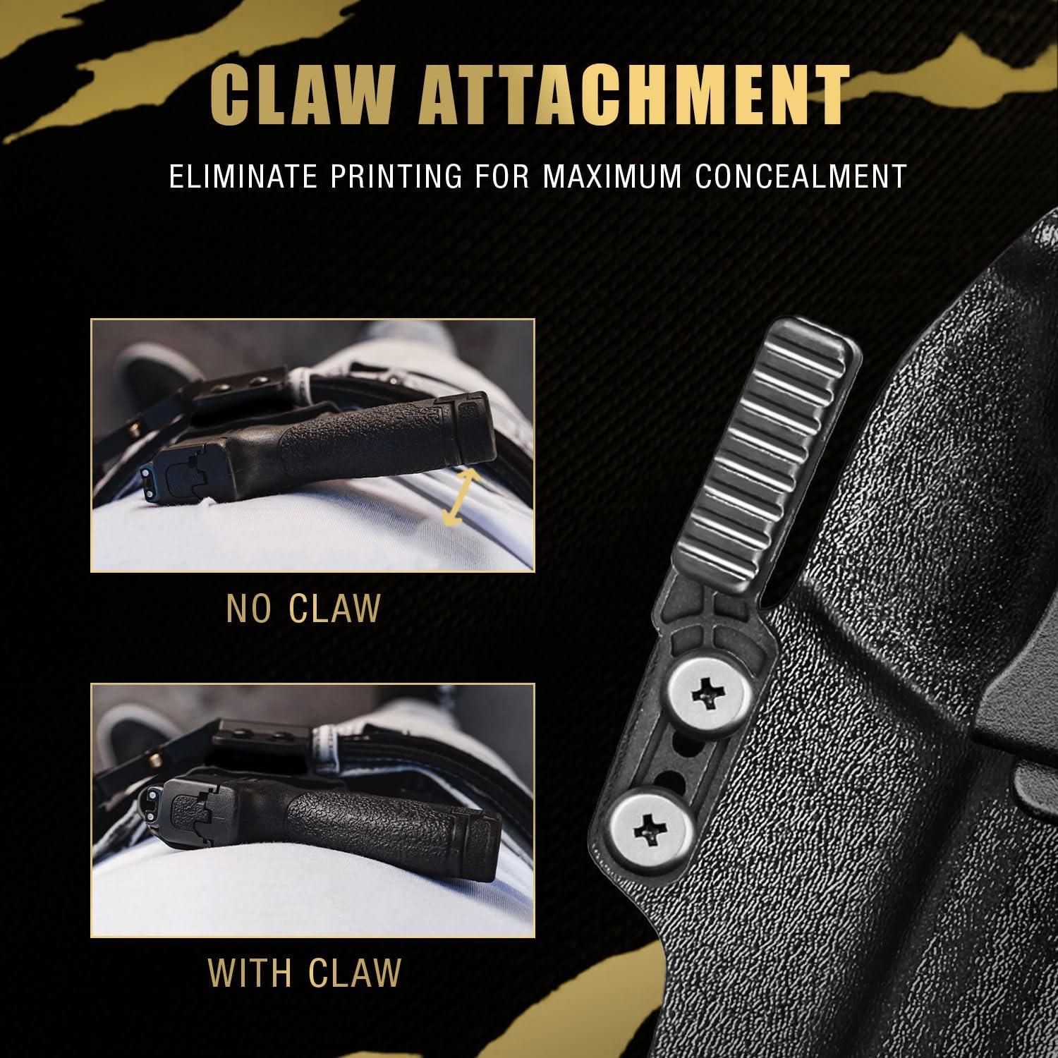 IWB Kydex Holster with Claw Attachment and Optic Cut Fit Smith & Wesson M&P Shield 9mm EZ / .380 EZ Pistol, Inside Waistband Appendix Carry M&P 9mm Shield EZ Holster, Adj. Cant & Retention|WARRIORLAND WARRIORLAND