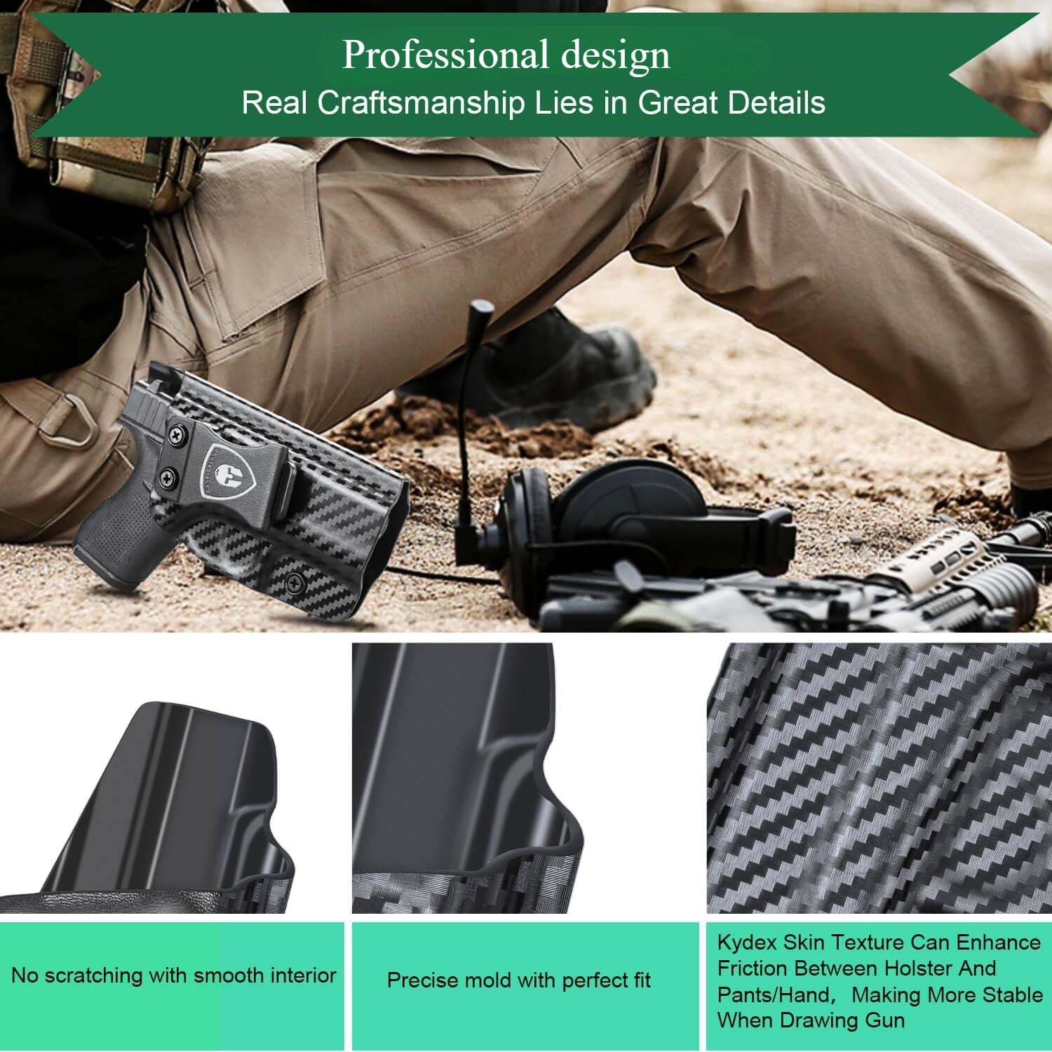 Carbon Fiber Kydex IWB Holster for Glock 42 | WARRIORLAND WARRIORLAND