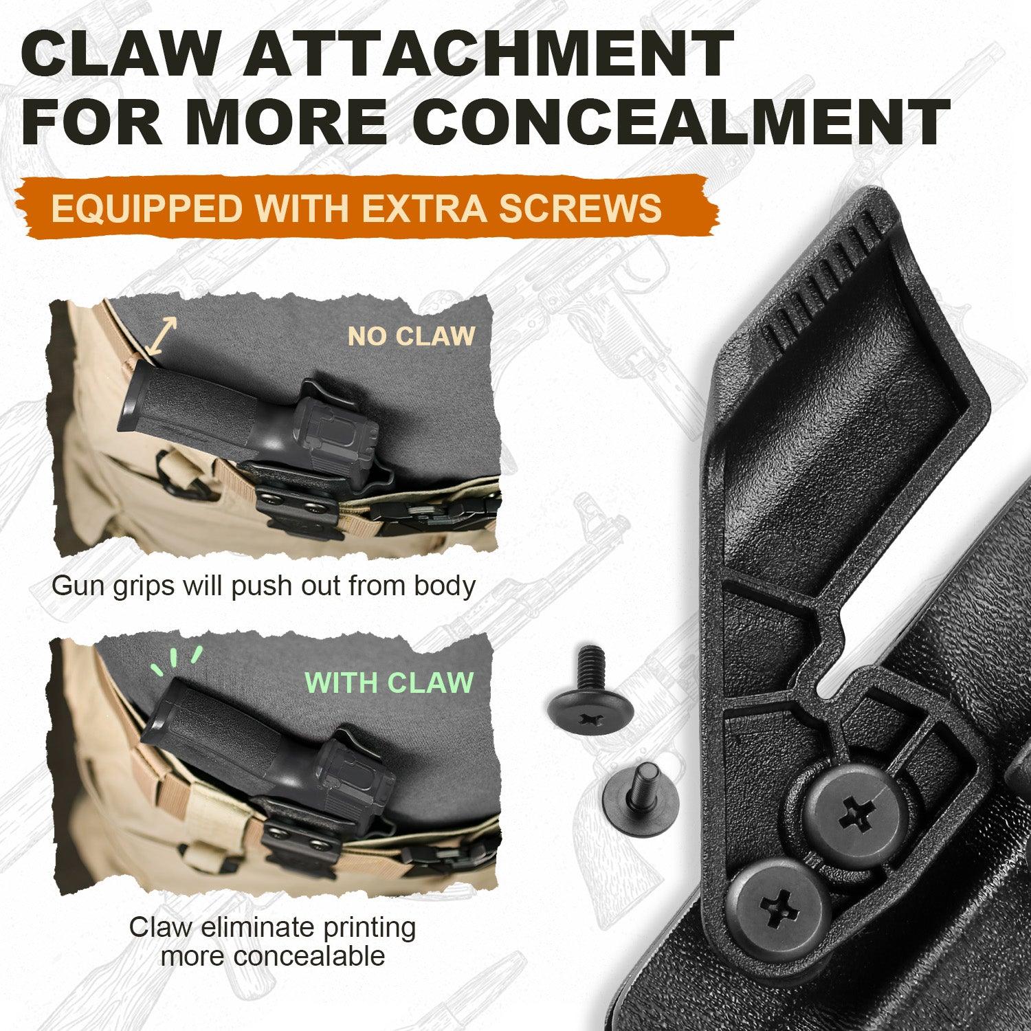 Springfield XD-S 3.3'' Holster IWB KYDEX Holster with Claw Optics Cut for Springfield XDS 3.3/XD-S MOD.2", Inside Waistband Appendix Carry Holster XDS, Adjustable Cant & 'Posi-Click' Retention, Right Hand |WARRIORLAND WARRIORLAND