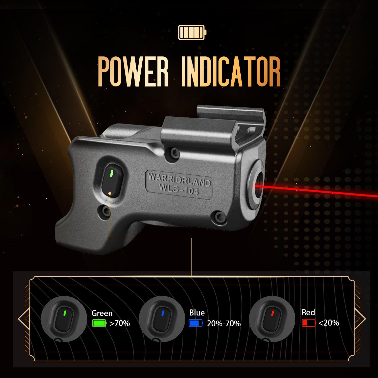 Red Laser Sight Compatible with Glock 17/19 Gen 3-5, G23/31/32 Gen 3-4 & G19X/44/45, Ultra Compact G19 Beam Sight, Gun Sight with Ambidextrous On/Off Switch & Power Indicator, WLS-104|WARRIORLAND WARRIORLAND