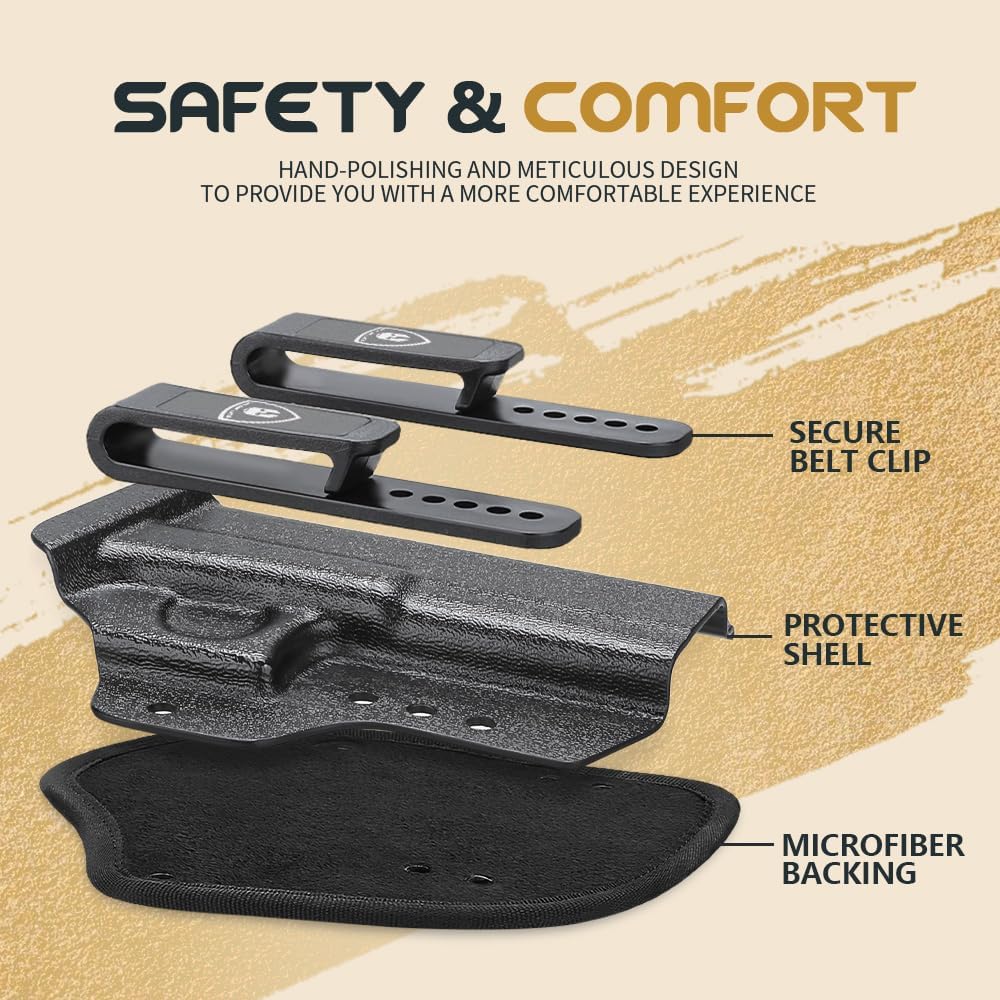 WARRIORLAND Hybrid Kydex & Nylon Holster, Optional for Glock 17/19/23/26/34 Gen3-5、G17/G19 Gen4-5 MOS G19X G21/G22 Gen5 G26/G34 Gen5 MOS G32 Gen3-4 G44 G45 G45 MOS G43 G43X G43X MOS G48 G48 MOS, Optics Cut & Open Muzzle, Concealed Carry Right Hand.