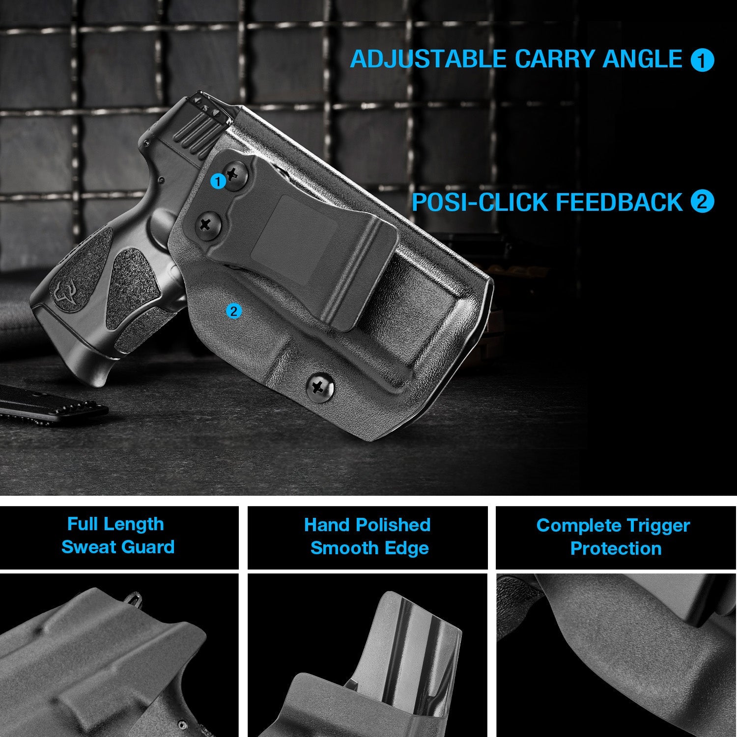 Warriorland Kydex IWB Holster, Compatible with Taurus G2C Taurus G3C Taurus G3C TORO Taurus G3 Taurus PT111 Millennium G2 Taurus PT140 Millennium G2 Pistol, Adj. Cant & Retention, Right Hand WARRIORLAND