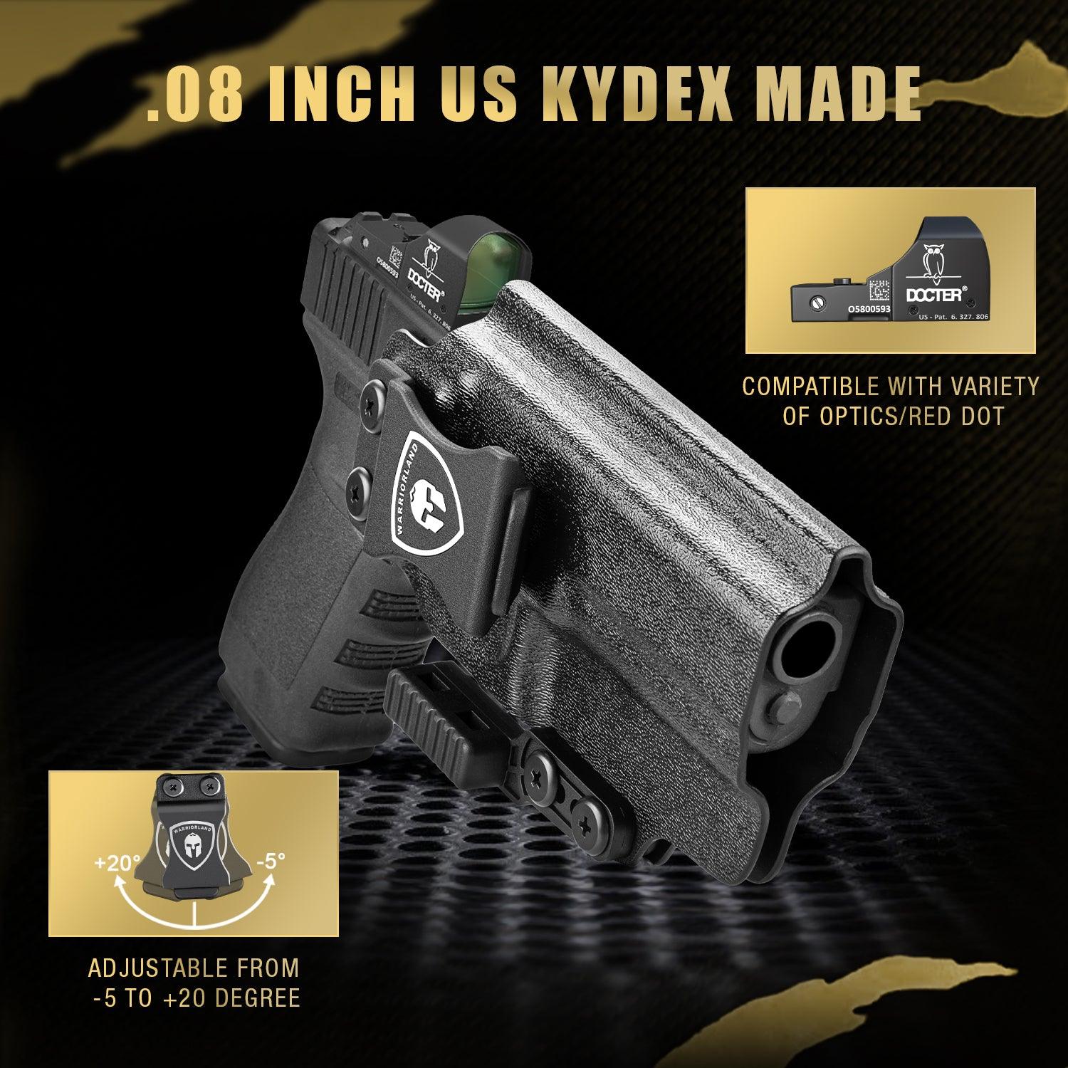 IWB Kydex Holster with Claw Attachment and Optic Cut Fit G20 / G21 (Gen 3 4 5) & G22 Gen 5 Pistol, Inside Waistband Appendix Carry G21 Holster, Adj. Cant & Retention, Right Hand|WARRIORLAND WARRIORLAND