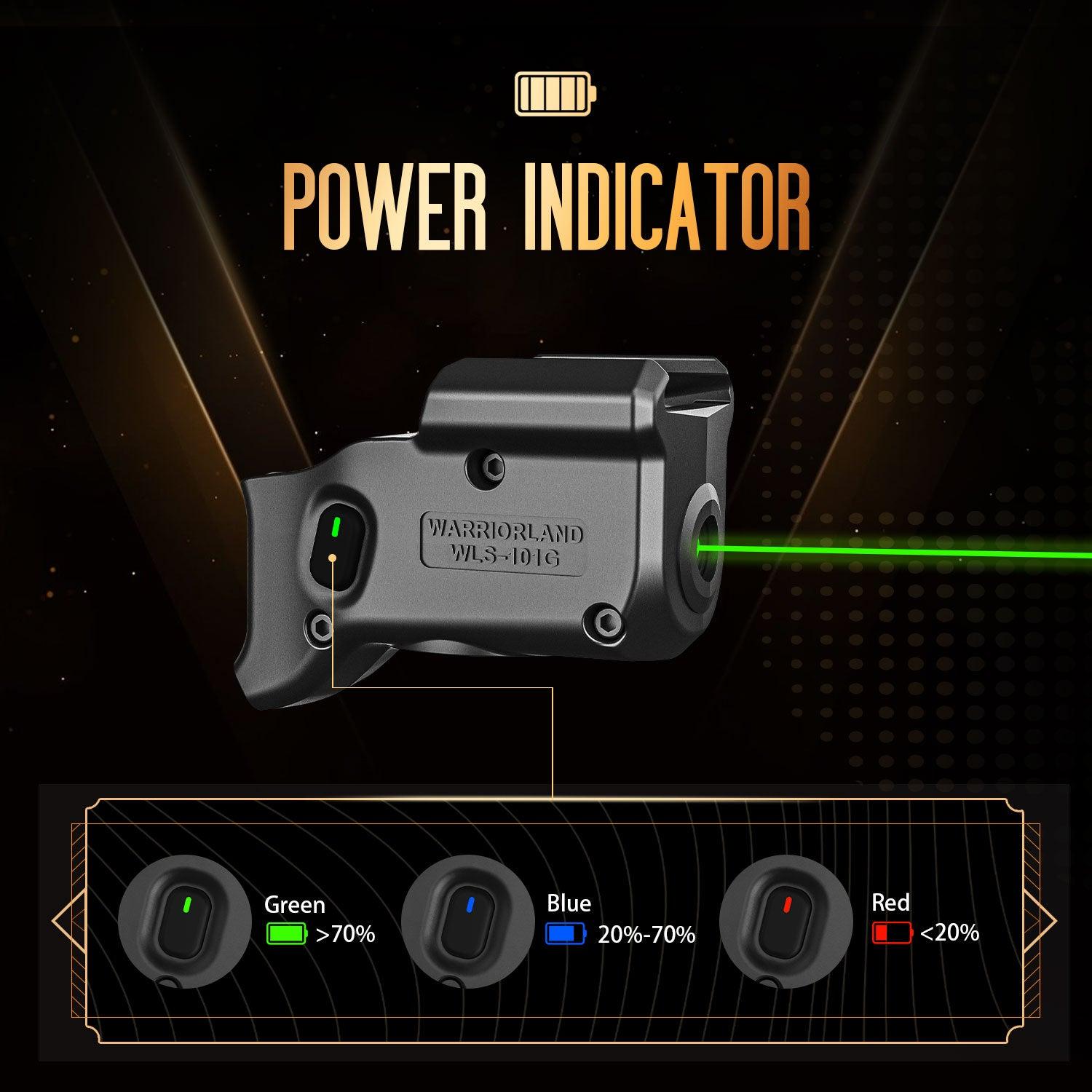 WARRIORLAND Green Laser Sight Tailored Fit Taurus G2C / Taurus G3C / Millennium G2 PT111 & PT140/Taurus G3, Ultra Compact G2C Beam Sight, Gun Sight with Ambidextrous On/Off Switch & Power Indicator, WLS-101G WARRIORLAND