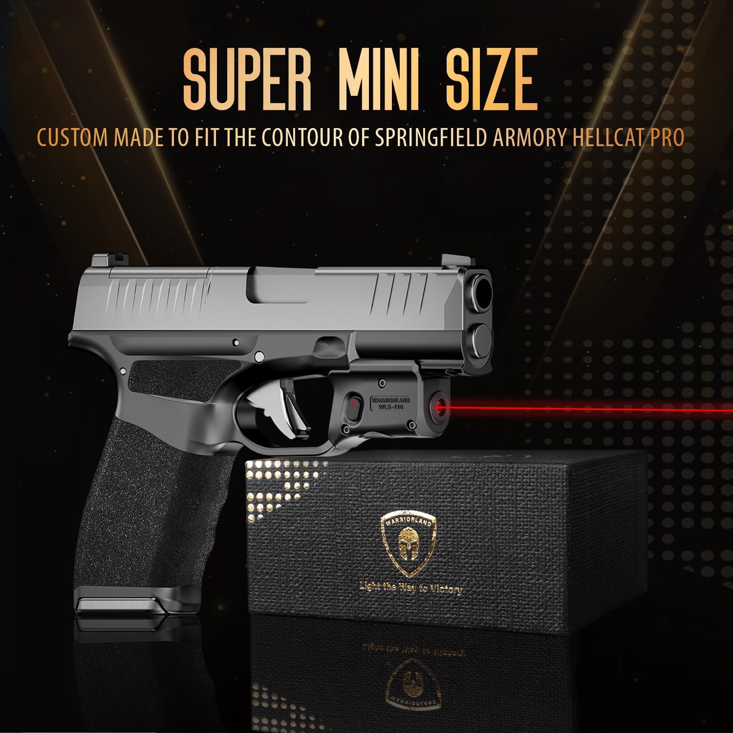 WARRIORLAND Kydex Holster for Gun with Red Laser Light Combo Fit for Hellcat Pro Pistol, WLS-110 Laser Beam Sight with Power Indicator & Concealed Carry IWB Right-Hand Holster.