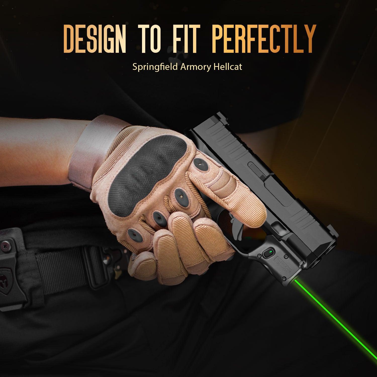 WARRIORLAND Green Laser Sight Fit Springfield Hellcat with Kydex Holster, First Green Beam Sight with Power Indicator, Hellcat Laser with IWB Holster Right Hand, WLS-118G w/Hellcat Holster WARRIORLAND
