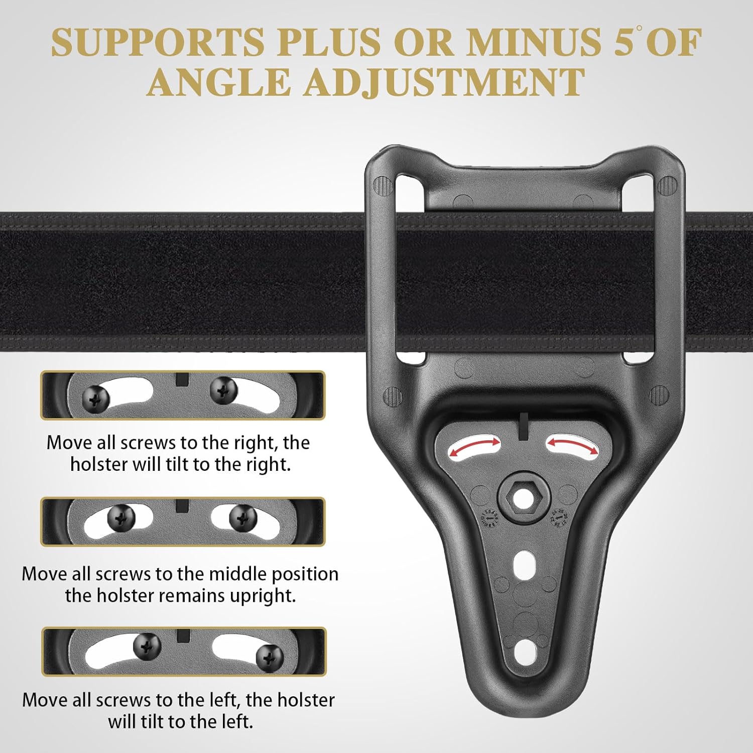 WARRIORLAND Universal Mid-Ride Belt Loop Adapter (CUBL) – 1.75” Duty Belt Fit, Adjustable 3-Hole Holster & 360° Gearwheel Compatibility