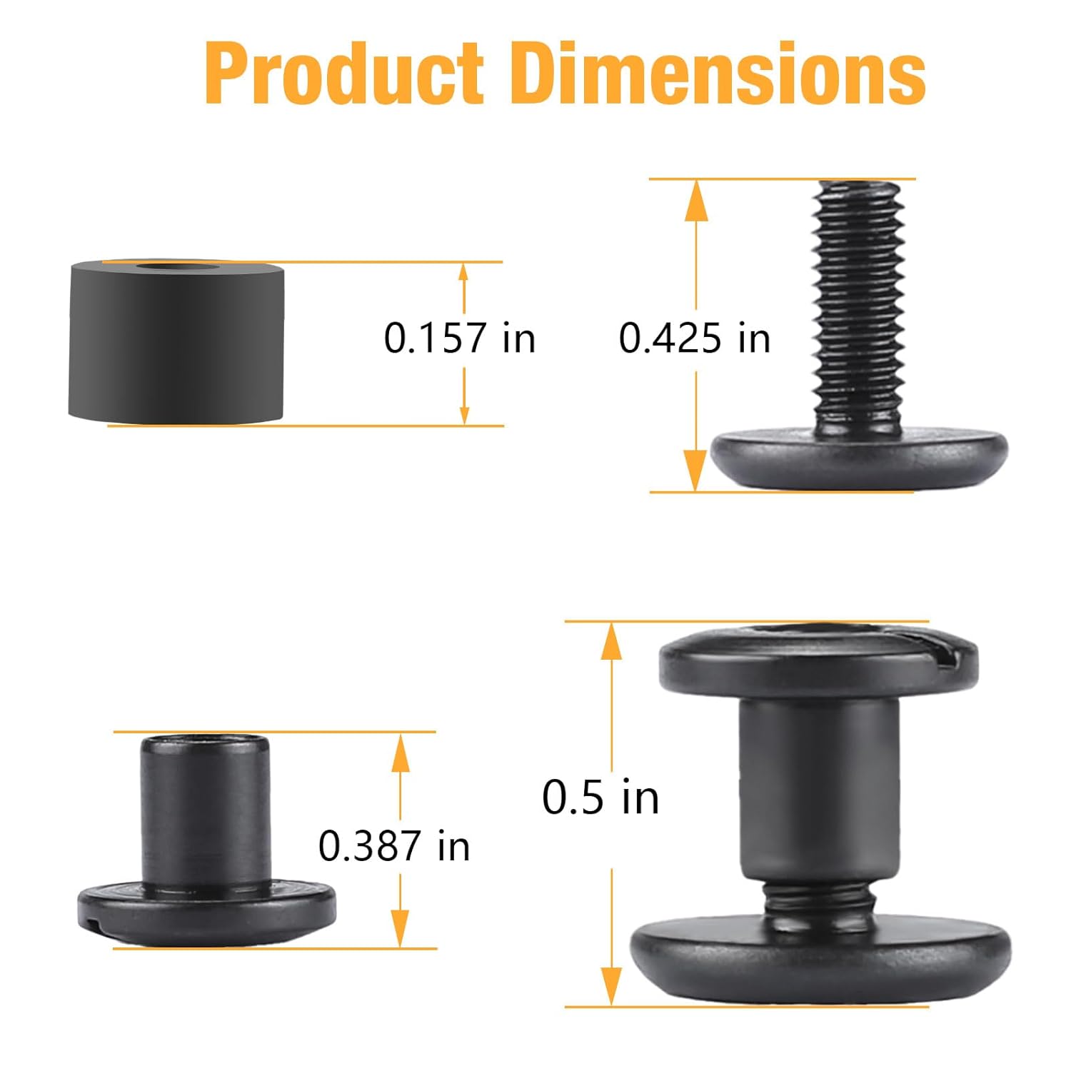 WARRIORLAND Pack of 12 Black Chicago Screws, DIY Screw Kits for Kydex & Leather Gun Holsters/Clips and Knife Sheaths, Includes Phillips Truss Heads + Open Slotted Fasteners + Rubber Washers/Spacers