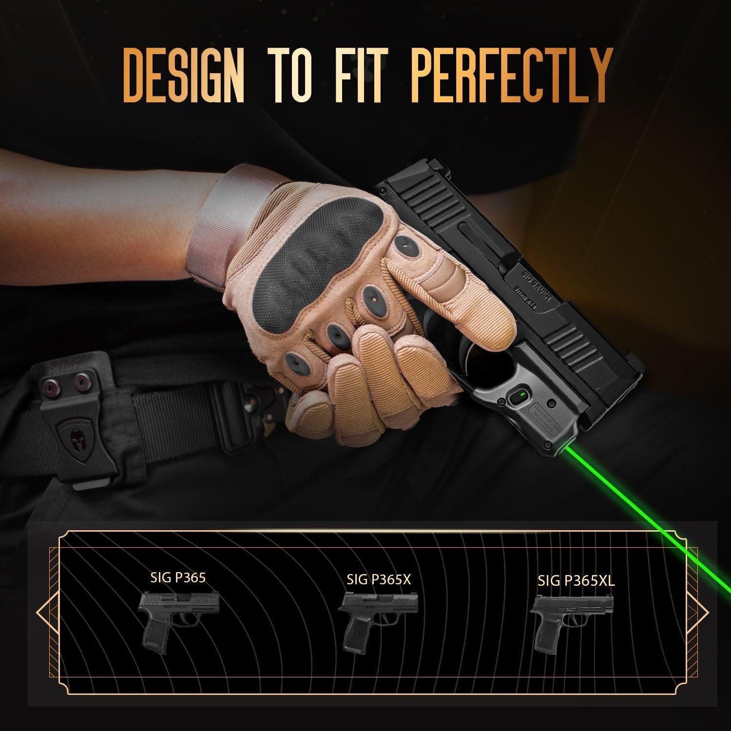 Green Laser Sight and Kydex Holster Combo Tailored Green Fit Sig Sauer P365 / P365X / P365XL, Ultra Compact P365 Beam Sight, Gun Sight with Ambidextrous On/Off Switch & Power Indicator|WARRIORLAND WARRIORLAND