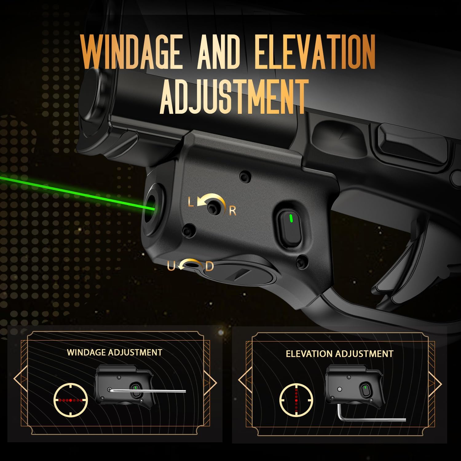 WARRIORLAND Kydex Holster for Gun with Green Laser Light Combo Fit for Hellcat Pro Pistol, WLS-110G Laser Beam Sight with Power Indicator & Concealed Carry IWB Right-Hand Holster