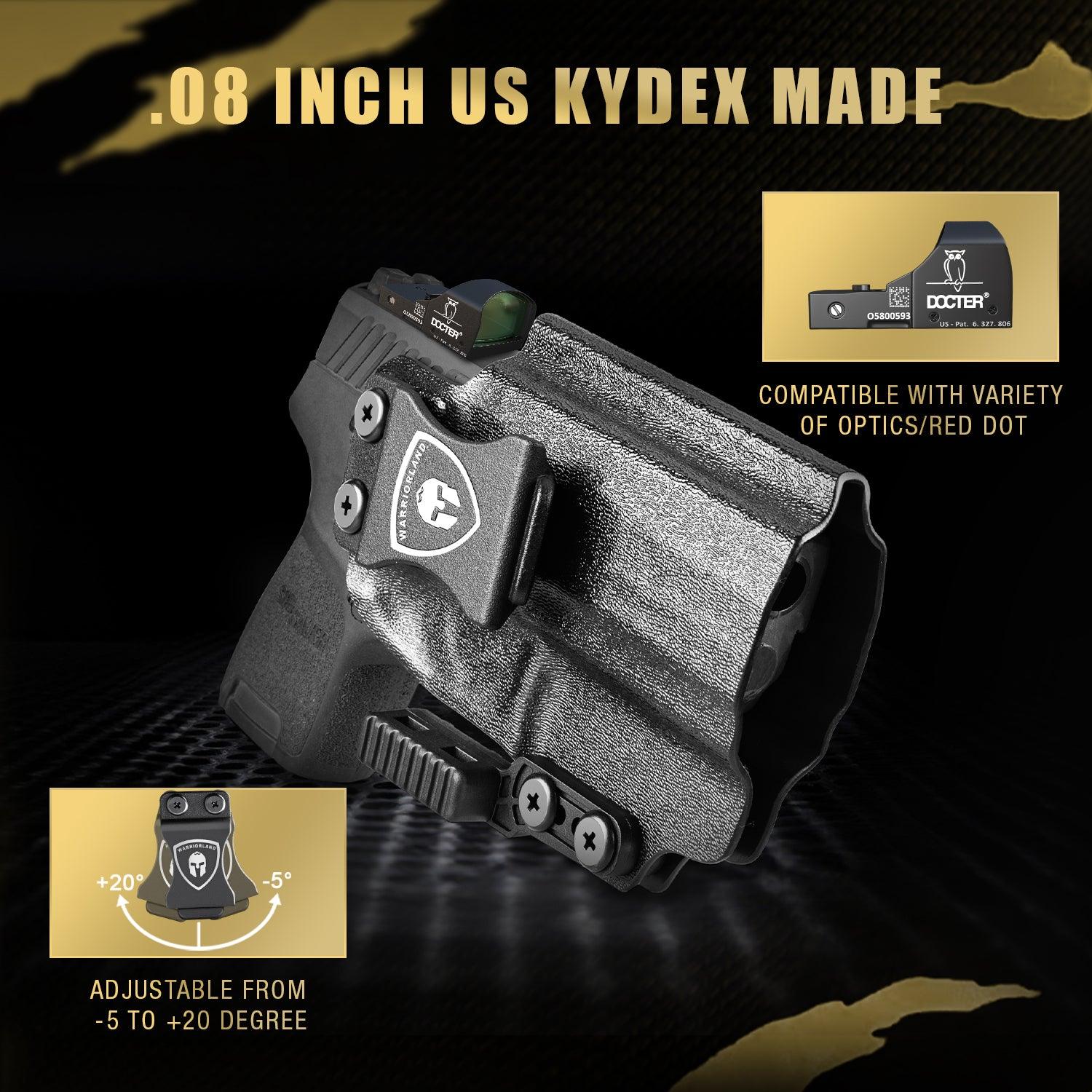 Sig P320 IWB Kydex Holster with Claw Attachment and Optic Cut: Sig Sauer P320 Compact M18 / P320 Fullsize M17, Inside Waistband Appendix Carry P320 Holster, Adj. Cant & Retention, Right|WARRIORLAND WARRIORLAND