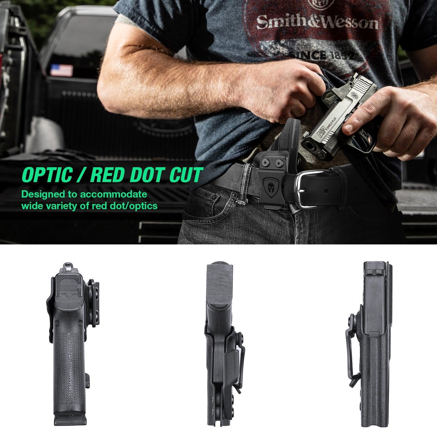 Glock 43X MOS IWB Kydex Holster with Claw, Also Fit 43/43x Red Dot Optics Ready Holster, Appendix Concealment Carry for Fat Guys, Right Hand | WARRIORLAND WARRIORLAND