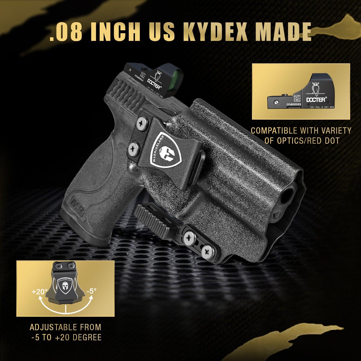 IWB Kydex Holster with Claw Attachment and Optic Cut Fit Smith & Wesson M&P 9mm / .40 Pistol, Inside Waistband Appendix Carry M&P 9mm Holster, Adj. Cant & Retention, Right Hand|WARRIORLAND WARRIORLAND