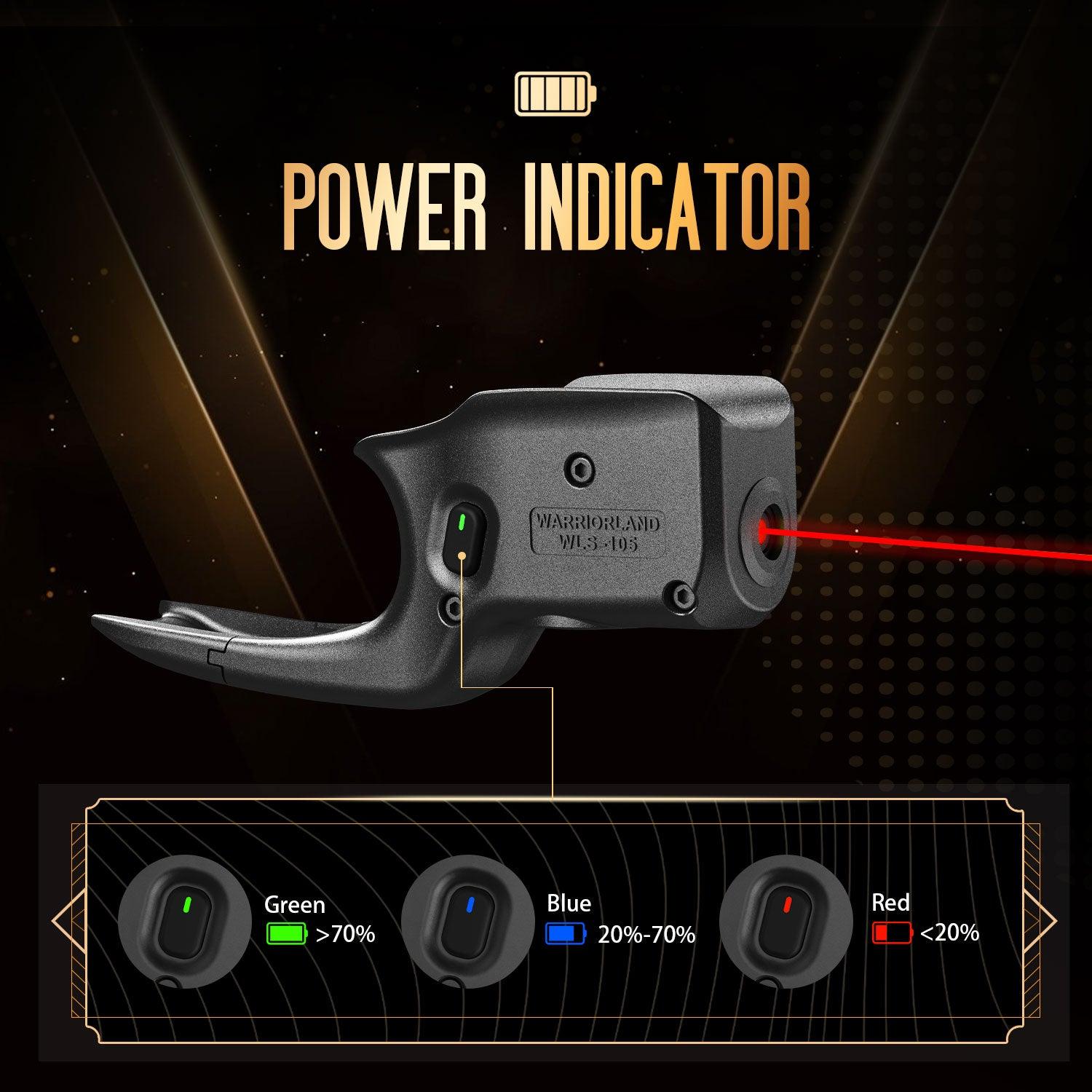 Red Laser Sight Designed to Fit Glock 43/43X(No Rail Version) with Holster, Red Beam Sight with Power Indicator, Custom-Made IWB Kydex Holster Right Hand, WLS-105 w/ G43 Holster|WARRIORLAND WARRIORLAND