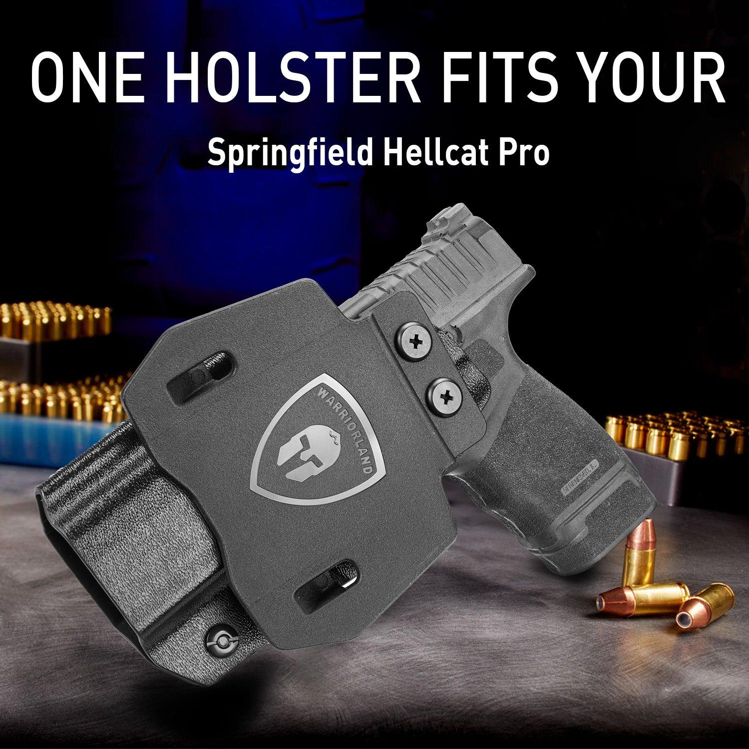 Hellcat Pro Holster OWB Kydex Holster Optics Cut: Springfield Armory Hellcat Pro & Hellcat Pro OSP Pistol, Outside Waistband Open Carry OSP Holster with 1.75 Inch Paddle, Adj. Retention & Cant, Right|WARRIORLAND WARRIORLAND