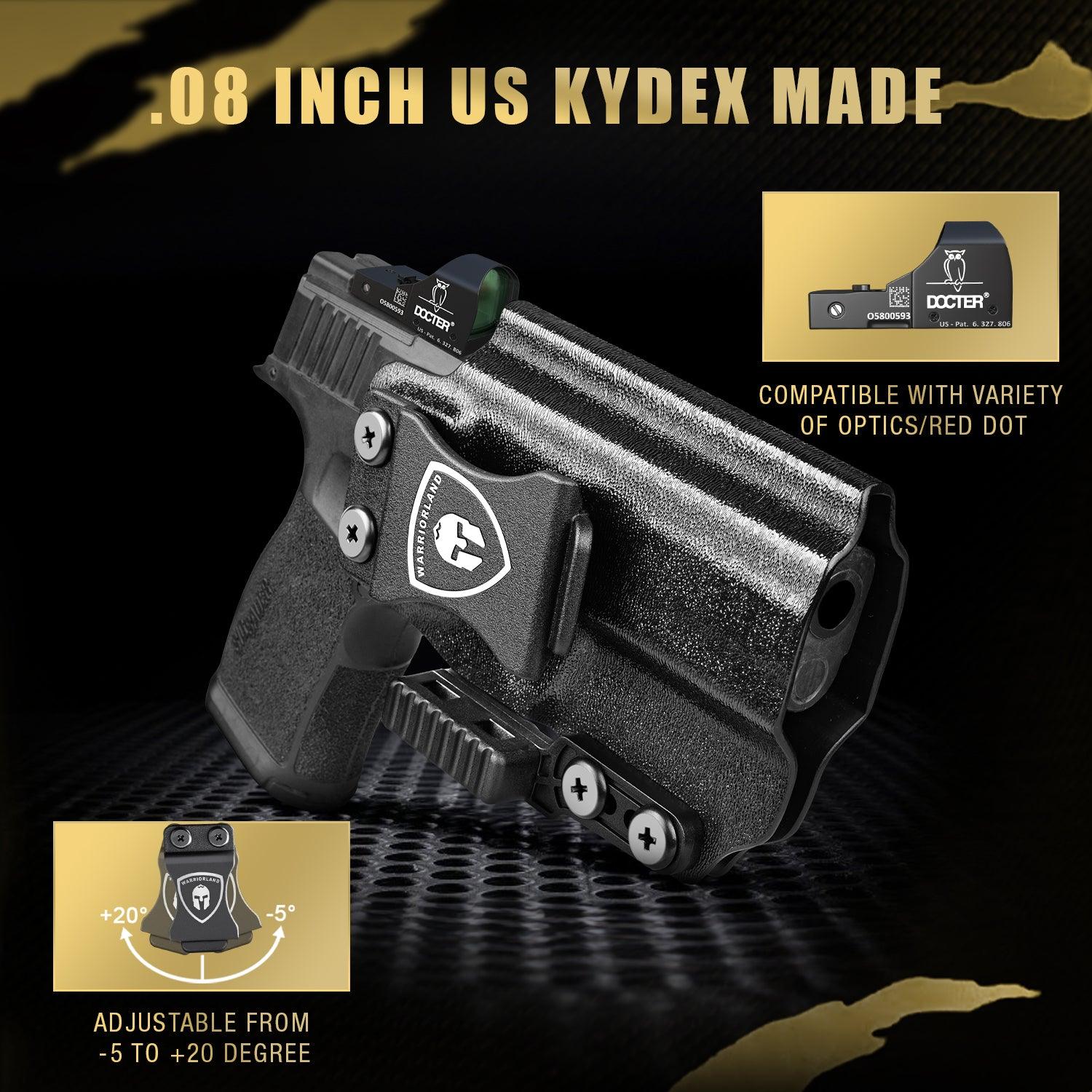 Sig P365X-Macro IWB Kydex Holster with Claw Attachment and Optic Cut: Sig Sauer P365XMACRO, Inside Waistband Appendix Carry P365 X Macro Holster, Adj. Cant & Retention, Right Hand|WARRIORLAND WARRIORLAND