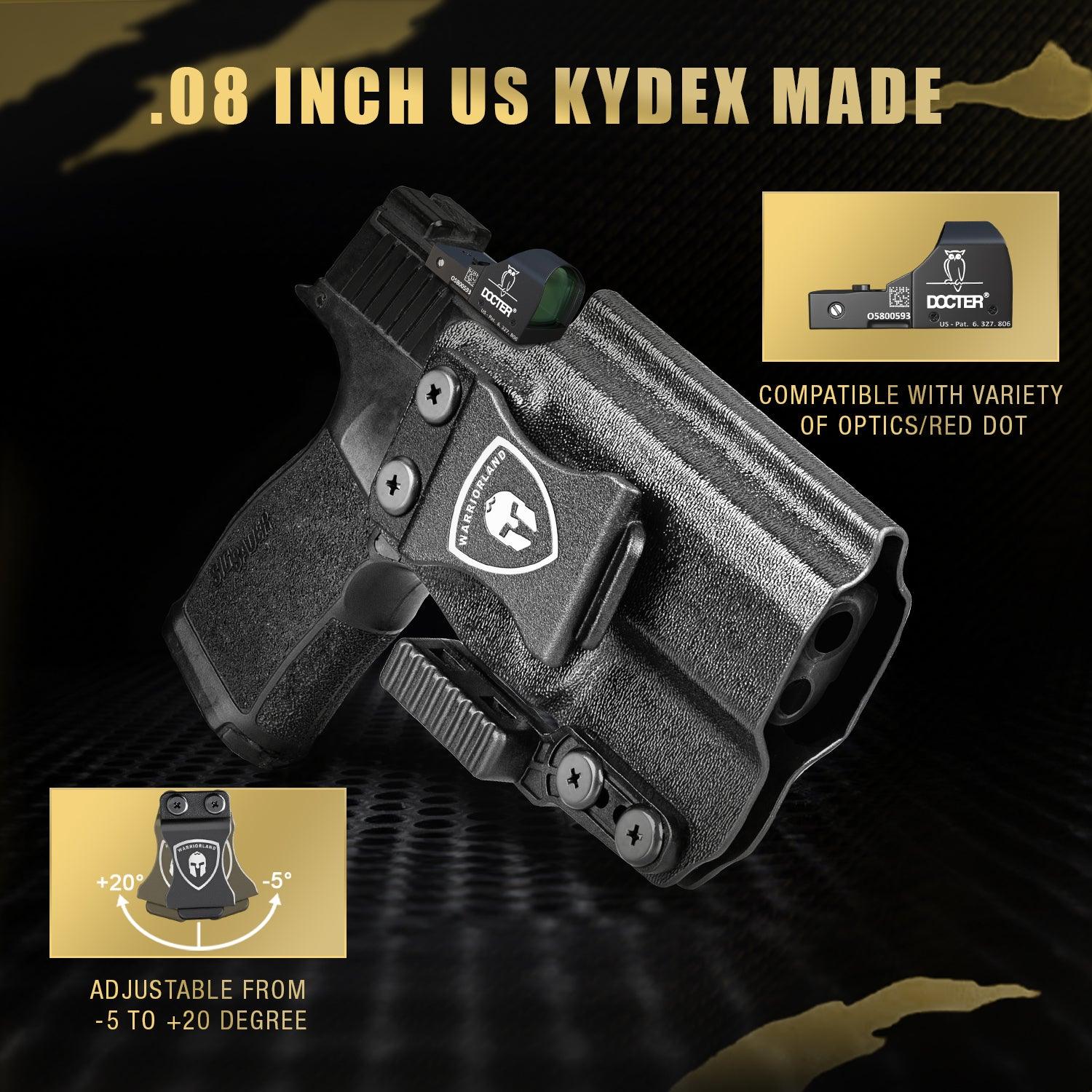 Sig P365 IWB Kydex Holster with Claw Attachment and Optic Cut: Sig Sauer P365 P365 XL P365 SAS P365X P365.380 ACP P365 ROSE.380 ACP, Inside Waistband Appendix Carry P365 Holster, Adj. Cant & Retention, Right Hand|WARRIORLAND WARRIORLAND