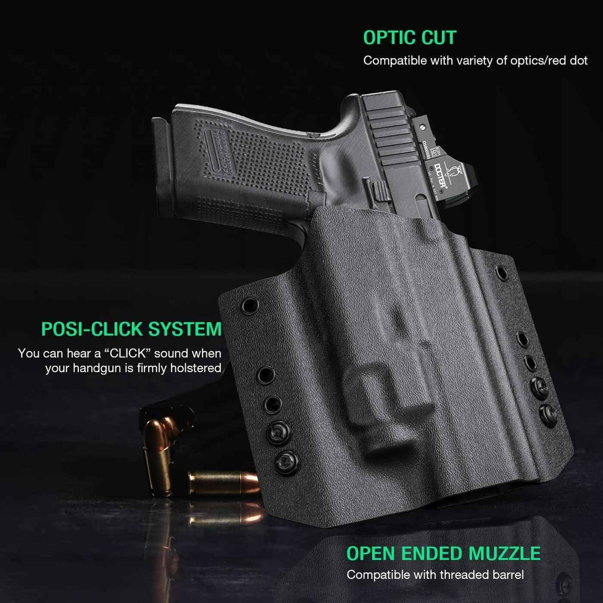 Glock 17/19 TLR8/TLR8A Holster OWB Kydex Holster Fit: Glock 17 G19 G44 G45 GEN 1-5 G23 G32 Gen 3-4 Right Hand | Warriorland