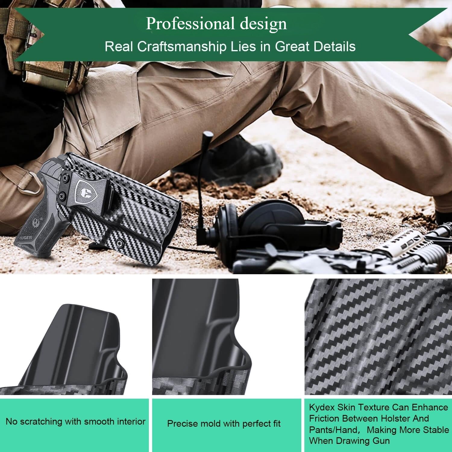 Ruger Security 9mm Compact Holster IWB Carbon Fiber Kydex | WARRIORLAND WARRIORLAND