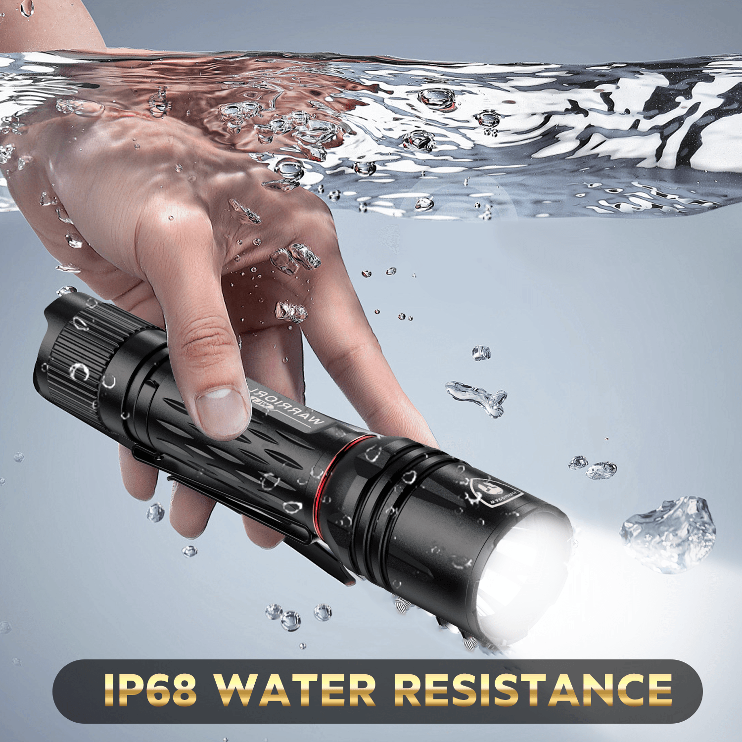 1600 Lumen Tactical Flashlight, Compact Handheld Flashlight with Max Beam Distance 473 Meters, IP68, EDC Flashlight with Rechargeable Battery, Outdoor, Camping and Emergency|WARRIORLAND WARRIORLAND